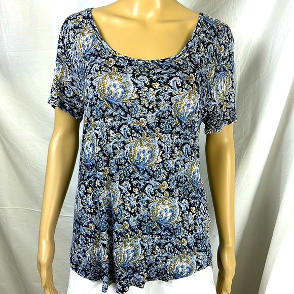 Lucky Brand Blue/Brown Paisley Print. HI-Low Hem. Size Large. - Picture 1 of 8